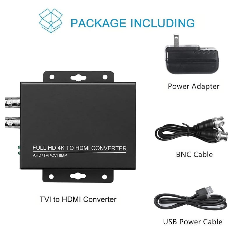 wsdcam TVI to HDMI Converter Full HD 4K Converter, 1080p/720p/4K/8MP/5MP/4MP/3MP, BNC to HDMI Video Converter Adapter - CVBS/TVI/CVI/AHD to HDMI - Image 2